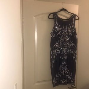 Dress-Mini dark lavender with beautiful beading by Adrianna Papell size 14